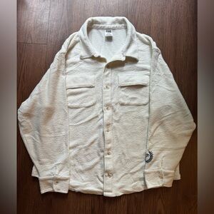 Victorias Secret PINK women Medium shacket Solid White Reverse Fleece